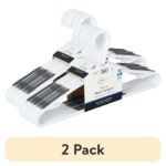 (2 pack) Non-Slip Clothes Hangers, 10 Pack, White, Durable Plastic, TPE Strips