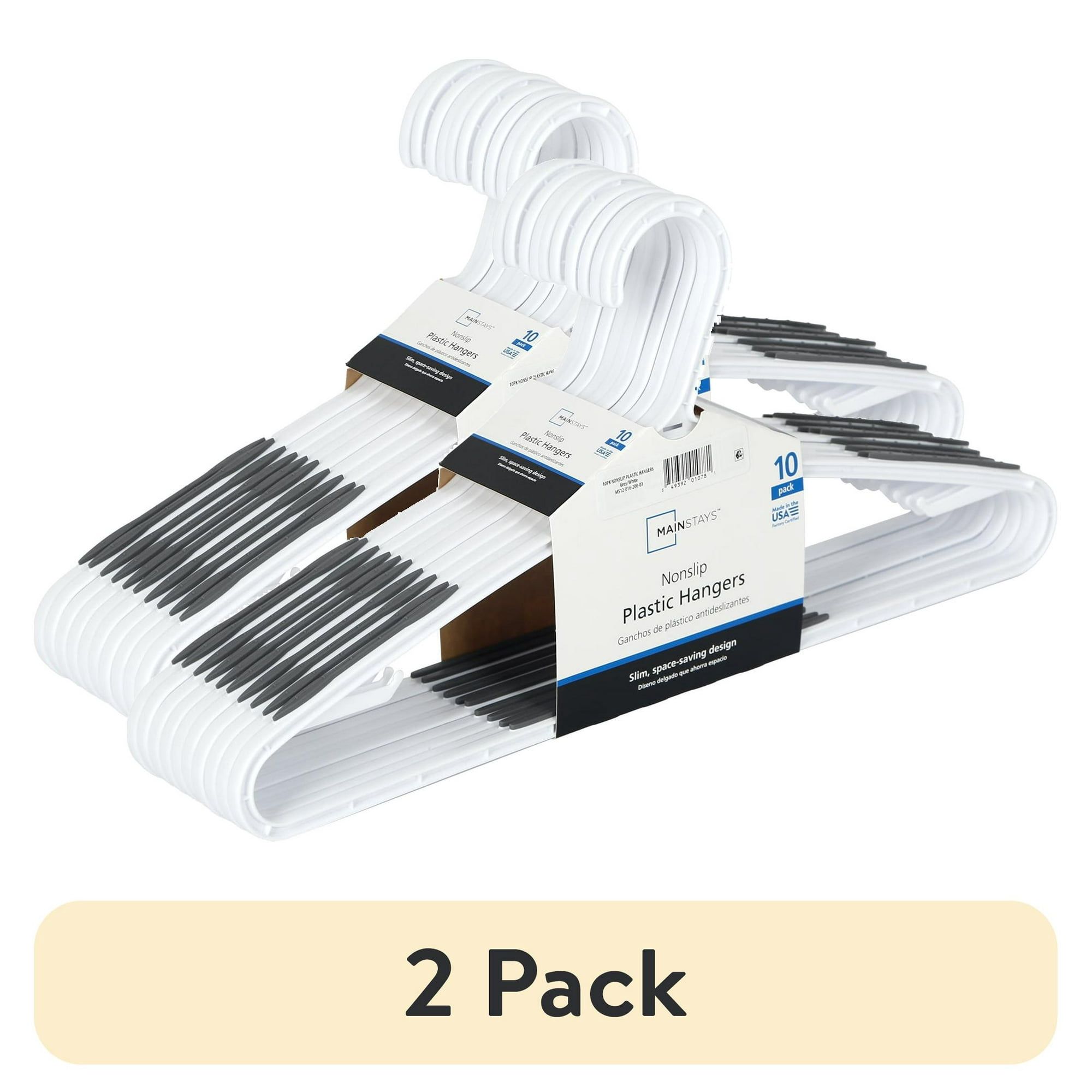 d01027h9jtu.jpg (2 pack) Non-Slip Clothes Hangers, 10 Pack, White, Durable Plastic, TPE Strips - Image 1