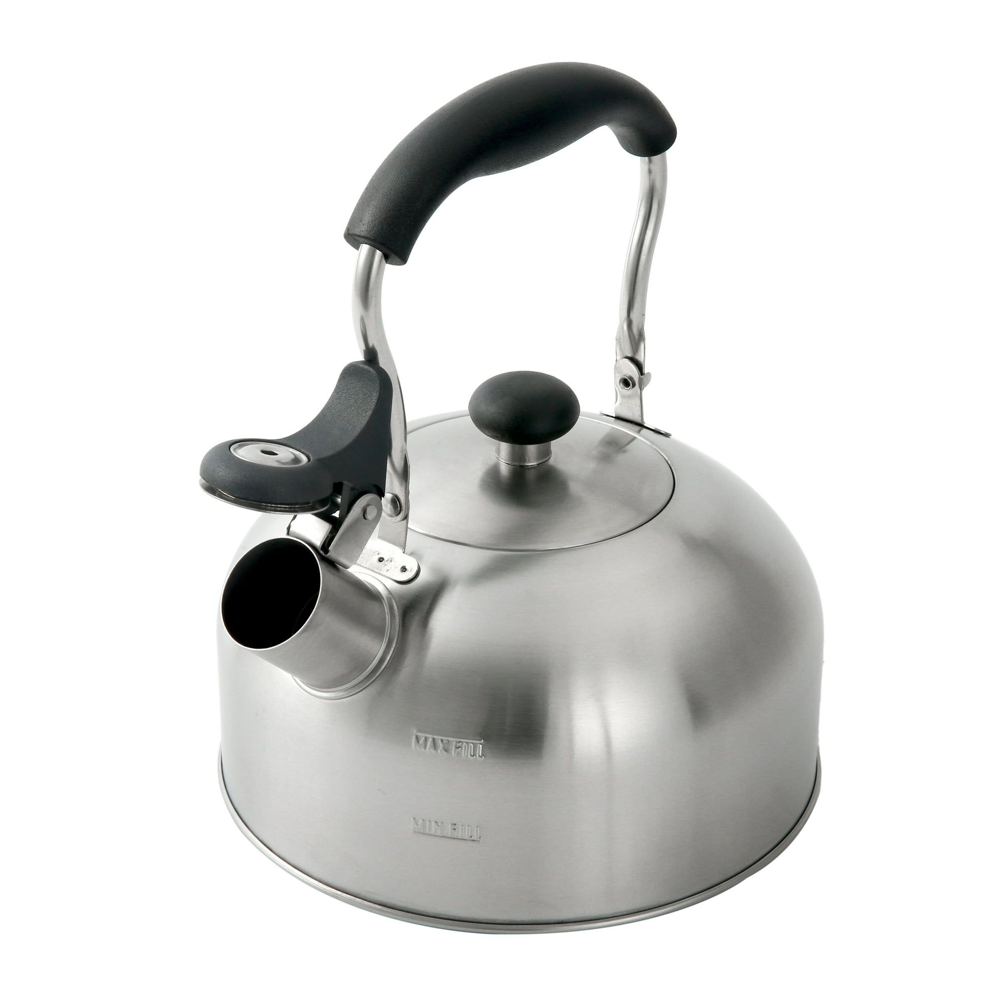 d01027h9lha.jpg 1.8-Liter Whistle Tea Kettle, Induction Compatible, Stainless Steel, Silver - Image 1