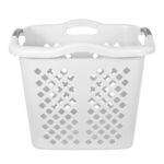 (4 Pack)2 Bushel Lamper Plastic Laundry Basket with Silver Handles, White, Adult / Tween - Image 2