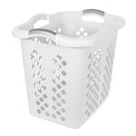 (4 Pack)2 Bushel Lamper Plastic Laundry Basket with Silver Handles, White, Adult / Tween