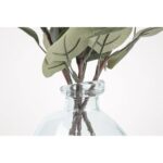 12" Artificial Green Eucalyptus in Blown Glass Vase - Image 2