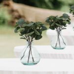 12" Artificial Green Eucalyptus in Blown Glass Vase - Image 4