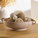 9.75" Ceramic Low Stone Distressed Bowl, Taupe - Image 2