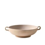 9.75" Ceramic Low Stone Distressed Bowl, Taupe