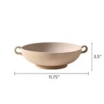 9.75" Ceramic Low Stone Distressed Bowl, Taupe - Image 3