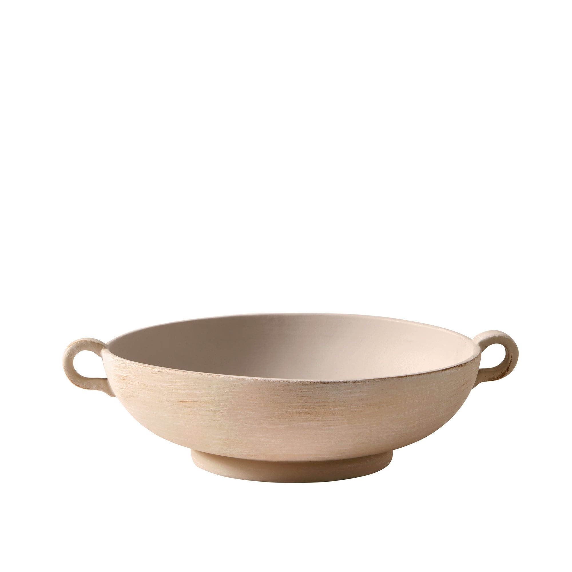 d01027h9qug.jpg 9.75" Ceramic Low Stone Distressed Bowl, Taupe - Image 1