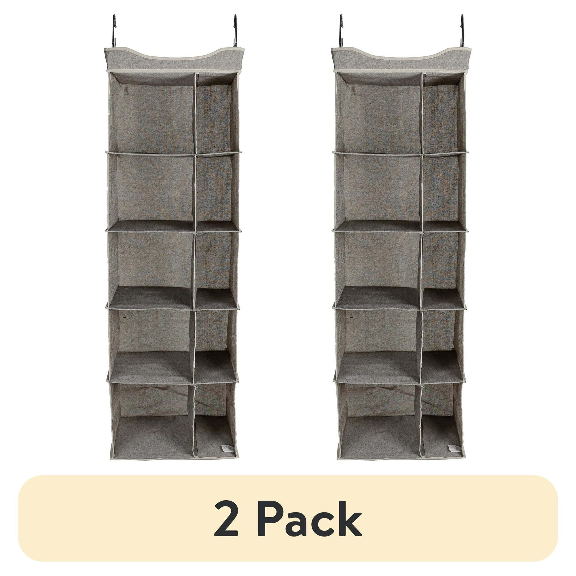d01027h9ucw.jpg (2 Pack)Charleston10-Compartment Hanging Closet Organizer, Fabric, 16"W x 12"D x 48"H - Image 1