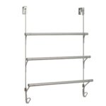 SnugFit Over-the-Door 3-Tier Towel Bar with 2 Hooks, Satin Nickel - Image 2
