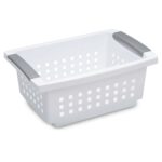 (2 pack) Small Stacking Basket, Open Plastic Bin, Space Saving Organizers, White - Image 2