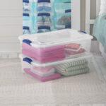 4 Pack 32 Quart Clear Underbed Storage Container with Latch Lid, Blue - Image 5