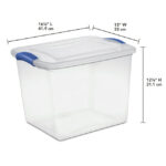5 Pack 27 Quart Clear Plastic Storage Container with Latch Lid, Blue - Image 3