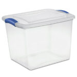 5 Pack 27 Quart Clear Plastic Storage Container with Latch Lid, Blue - Image 2