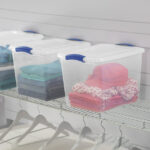 5 Pack 27 Quart Clear Plastic Storage Container with Latch Lid, Blue - Image 5