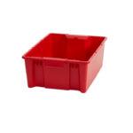 4 Pack Garage Storage Bin Small Plastic Nesting/Stacking, Red - Image 2