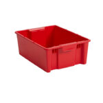 4 Pack Garage Storage Bin Small Plastic Nesting/Stacking, Red - Image 4