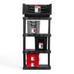 4 Pack Garage Storage Bin Small Plastic Nesting/Stacking, Red - Image 7