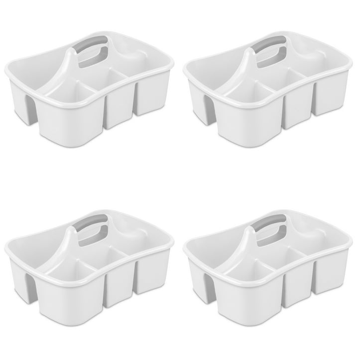 d01027haiyw.jpg 4 Pack Easy Carry, Handy Plastic Utility Storage, White - Image 1