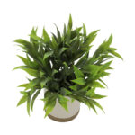 (4 pack) 8" Artificial Tealeaf in White Two-Tone Ribbed Ceramic Pot - Image 4