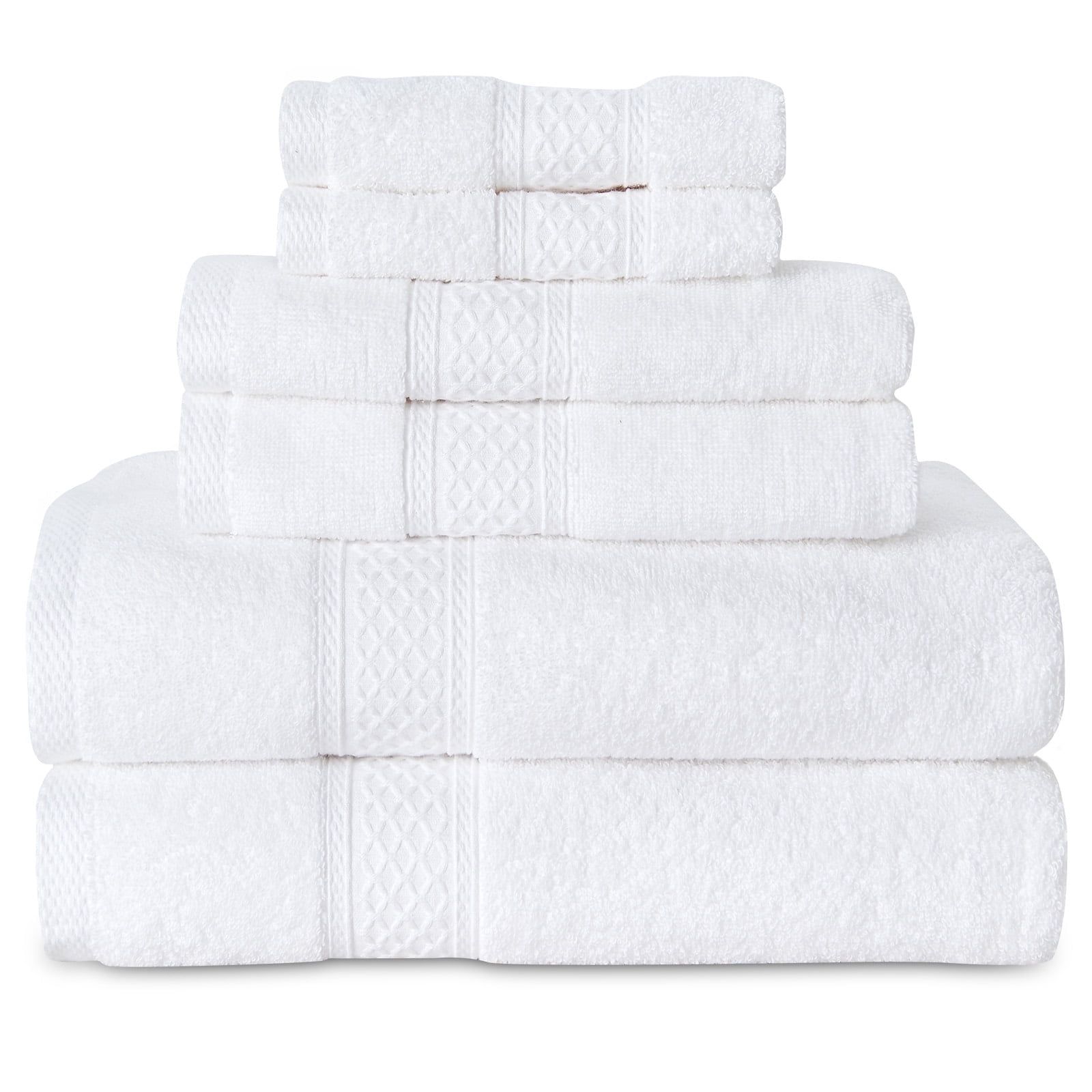 d01027hi1m7.jpg 2 Bath Towels 2 Hand Towels 2 Washcloths, Highly Absorbent Towels for Bathroom, Gym, Hotel (White) - Image 1