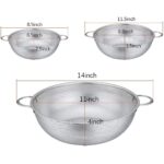Colander Set of 3, Stainless Steel Micro-Perforated Colanders Strainers for Draining Rinsing Washing, Ideal for Pasta Vegetables Fruits, Heavy Duty & Dishwasher Safe - 1/3/5 Quart - Image 6
