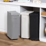 27.6'' Tall & Slim Laundry Hamper with Lid and Wheels Narrow Laundry Basket Collapsible Dirty Clothes Hamper Portable Laundry Storage Bin Oxford (65L, Gray) - Image 3