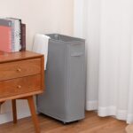 27.6'' Tall & Slim Laundry Hamper with Lid and Wheels Narrow Laundry Basket Collapsible Dirty Clothes Hamper Portable Laundry Storage Bin Oxford (65L, Gray) - Image 4