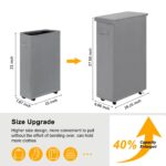 27.6'' Tall & Slim Laundry Hamper with Lid and Wheels Narrow Laundry Basket Collapsible Dirty Clothes Hamper Portable Laundry Storage Bin Oxford (65L, Gray) - Image 5