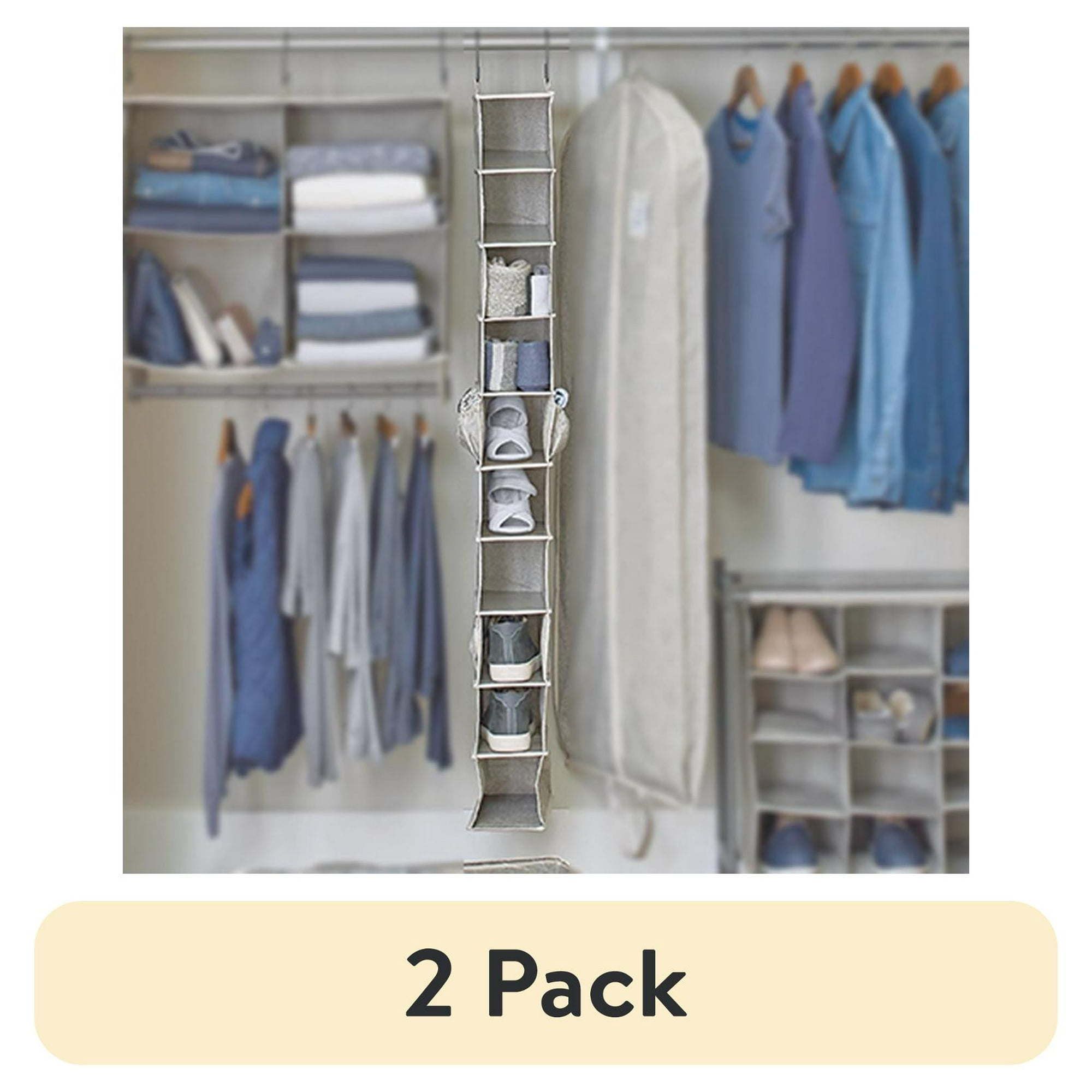 d01027hibay.jpg (2 pack)Polyester & Cotton 10-Shelf Hanging Adult Closet Organizer with 4 Side Pockets - Image 1