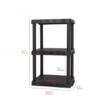 Black Plastic 3-Tier 32" H x 20.07" W x 12" D, 150lb Total Capacity - Image 2