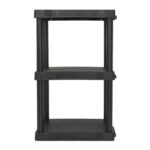 Black Plastic 3-Tier 32" H x 20.07" W x 12" D, 150lb Total Capacity