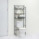 3-Shelf over the Toilet Steel Wall Mount Storage Shelf Unit, Black, Holds up to 30 lb Capacity - Image 2