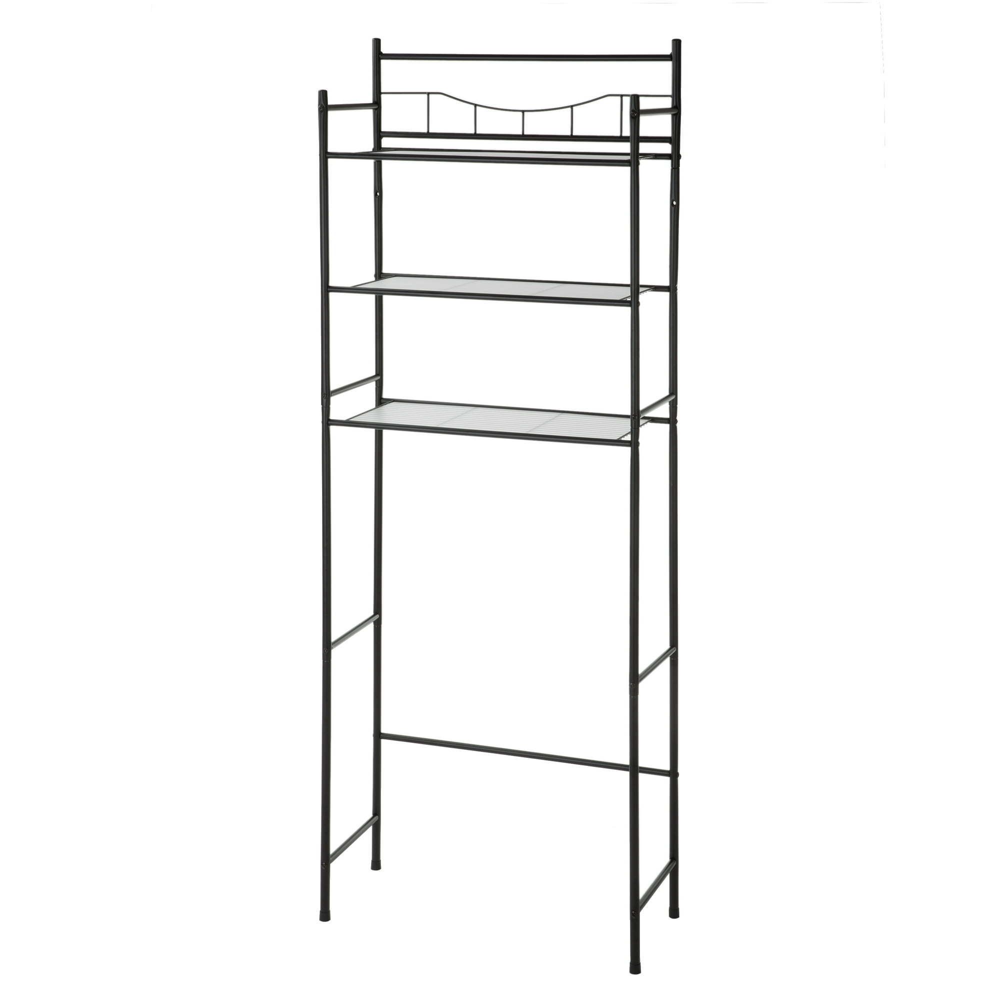 d01027hibsw.jpg 3-Shelf over the Toilet Steel Wall Mount Storage Shelf Unit, Black, Holds up to 30 lb Capacity - Image 1
