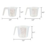 3-Piece Tapered Spout Nesting Plastic Measuring Cups Set, Clear - Image 3