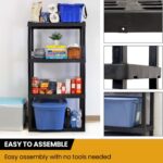 Plastic Shelves Garage Storage Shelf Heavy Duty Shelving Unit 4-Tier 57"H x 14"D x 30"W Black-400 lbs Total Capacity - Image 4