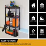 Plastic Shelves Garage Storage Shelf Heavy Duty Shelving Unit 4-Tier 57"H x 14"D x 30"W Black-400 lbs Total Capacity - Image 5
