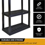Plastic Shelves Garage Storage Shelf Heavy Duty Shelving Unit 4-Tier 57"H x 14"D x 30"W Black-400 lbs Total Capacity - Image 6