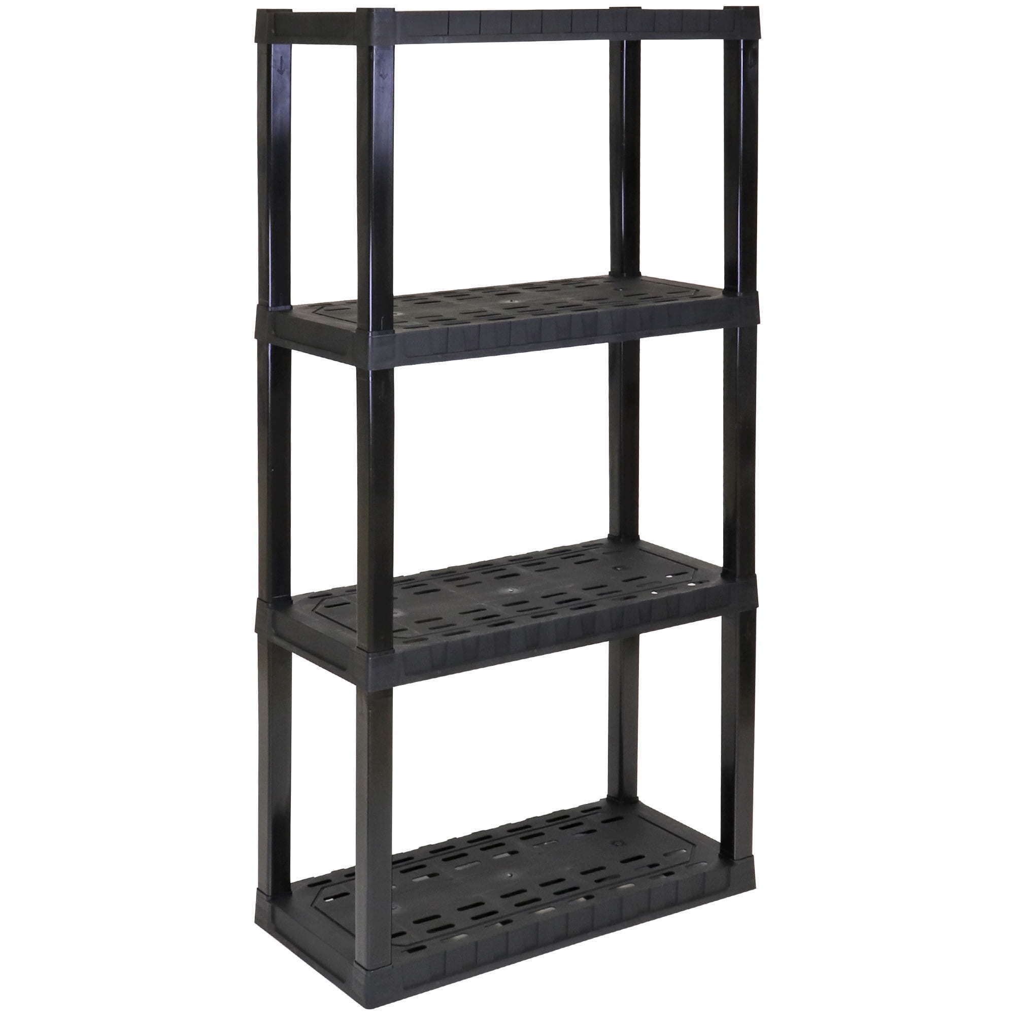 d01027hic1g.jpg Plastic Shelves Garage Storage Shelf Heavy Duty Shelving Unit 4-Tier 57"H x 14"D x 30"W Black-400 lbs Total Capacity - Image 1