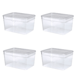 (4Pack)Clear Glossy Plastic Extra Tall Shoe Box with Lid, Adult Size,One Pair of Size, One Tier