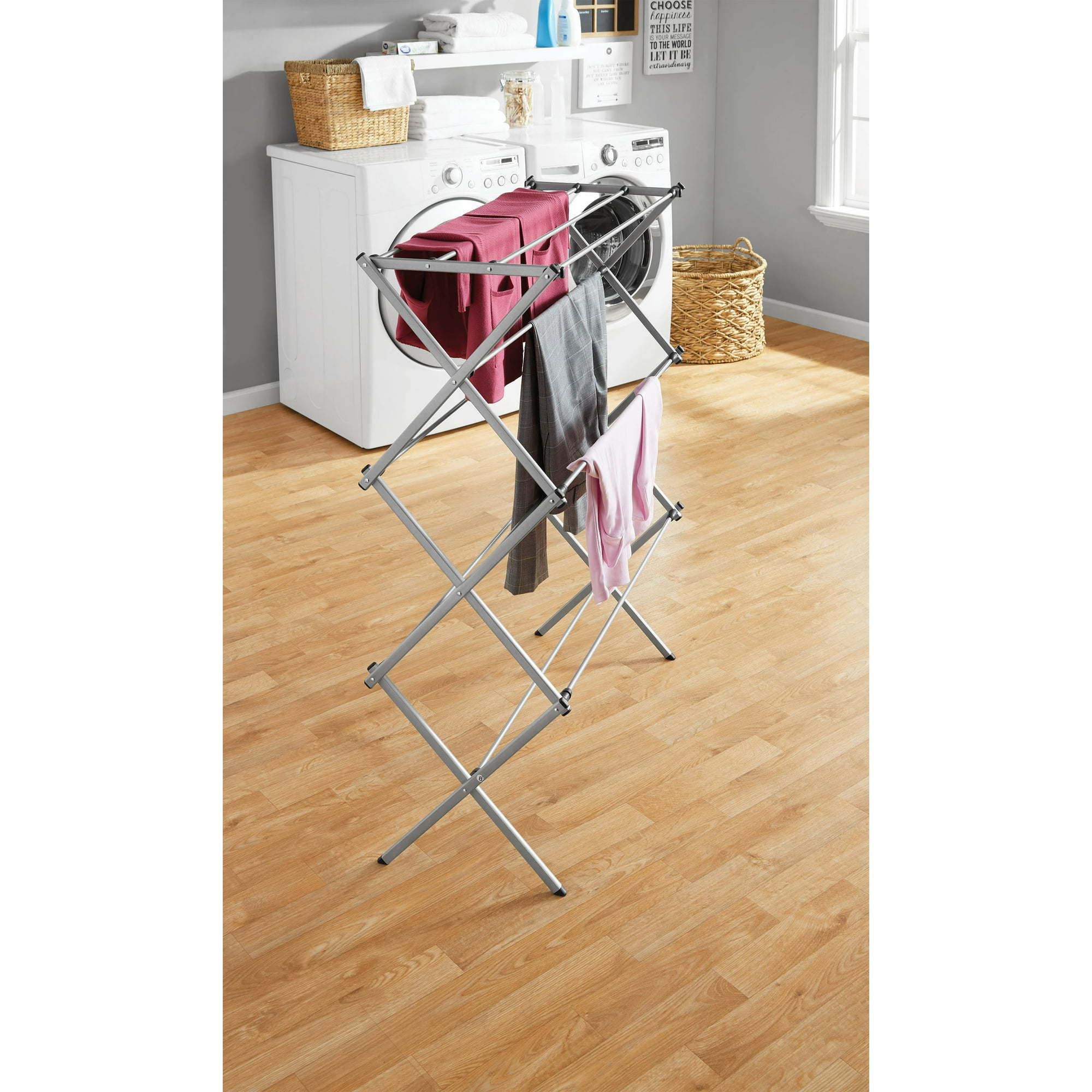 d01027hic2a.jpg Functional and Energy Saving Oversized Collapsible Steel Closets Clothes Drying Rack, Silver - Image 1