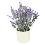 11-inch x 4-inch Artificial Lavender Plant in White Pot, Purple, for Indoor Use, by - Image 2