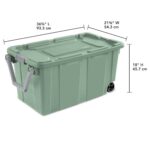 Extra Large Storage Bin, 40 Gallon Wheeled Plastic Storage Container with Handle, Green, Pack of 2 - Image 3