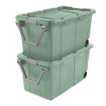 Extra Large Storage Bin, 40 Gallon Wheeled Plastic Storage Container with Handle, Green, Pack of 2 - Image 6