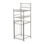 2-Shelf Steel Storage Shelf Unit with Hamper, Silver, Holds up to 20 lb Capacity - Image 3