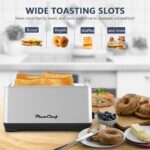 4-Slice Toaster, Extra Wide Long Slot Toaster, 6 Browning Settings, Bagel/Defrost/Reheat Functions, Removable Crumb Tray, Upgraded Stainless Steel, Silver - Image 3