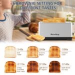 4-Slice Toaster, Extra Wide Long Slot Toaster, 6 Browning Settings, Bagel/Defrost/Reheat Functions, Removable Crumb Tray, Upgraded Stainless Steel, Silver - Image 6