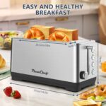 4-Slice Toaster, Extra Wide Long Slot Toaster, 6 Browning Settings, Bagel/Defrost/Reheat Functions, Removable Crumb Tray, Upgraded Stainless Steel, Silver - Image 7