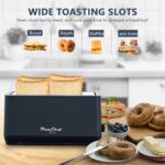 4-Slice Toaster, Extra Wide Long Slot Toaster, 6 Browning Settings, Bagel/Defrost/Reheat Functions, Removable Crumb Tray, Stainless Steel Housing, Matte Black - Image 2