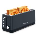 4-Slice Toaster, Extra Wide Long Slot Toaster, 6 Browning Settings, Bagel/Defrost/Reheat Functions, Removable Crumb Tray, Stainless Steel Housing, Matte Black - Image 11