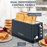 4-Slice Toaster, Extra Wide Long Slot Toaster, 6 Browning Settings, Bagel/Defrost/Reheat Functions, Removable Crumb Tray, Stainless Steel Housing, Matte Black - Image 4